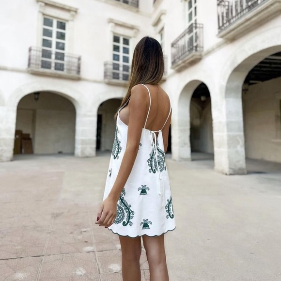 ZARA EMBROIDERED MINI DRESS SIZE SMALL - Picture 9 of 16